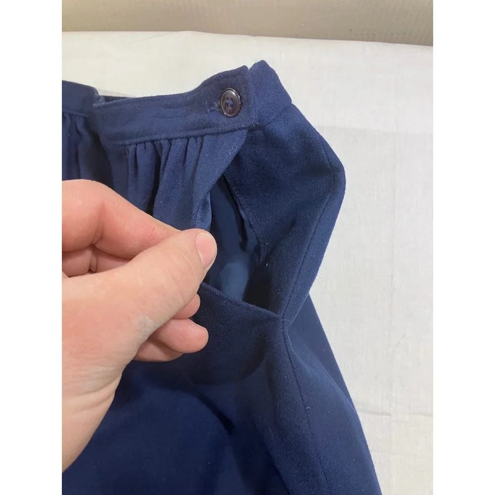 Vintage Pendleton Petite Navy‎ Blue Wool Skirt Suit Set Blazer Size 12 Made USA